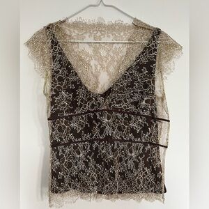 Lida Baday Lace Overlay Top